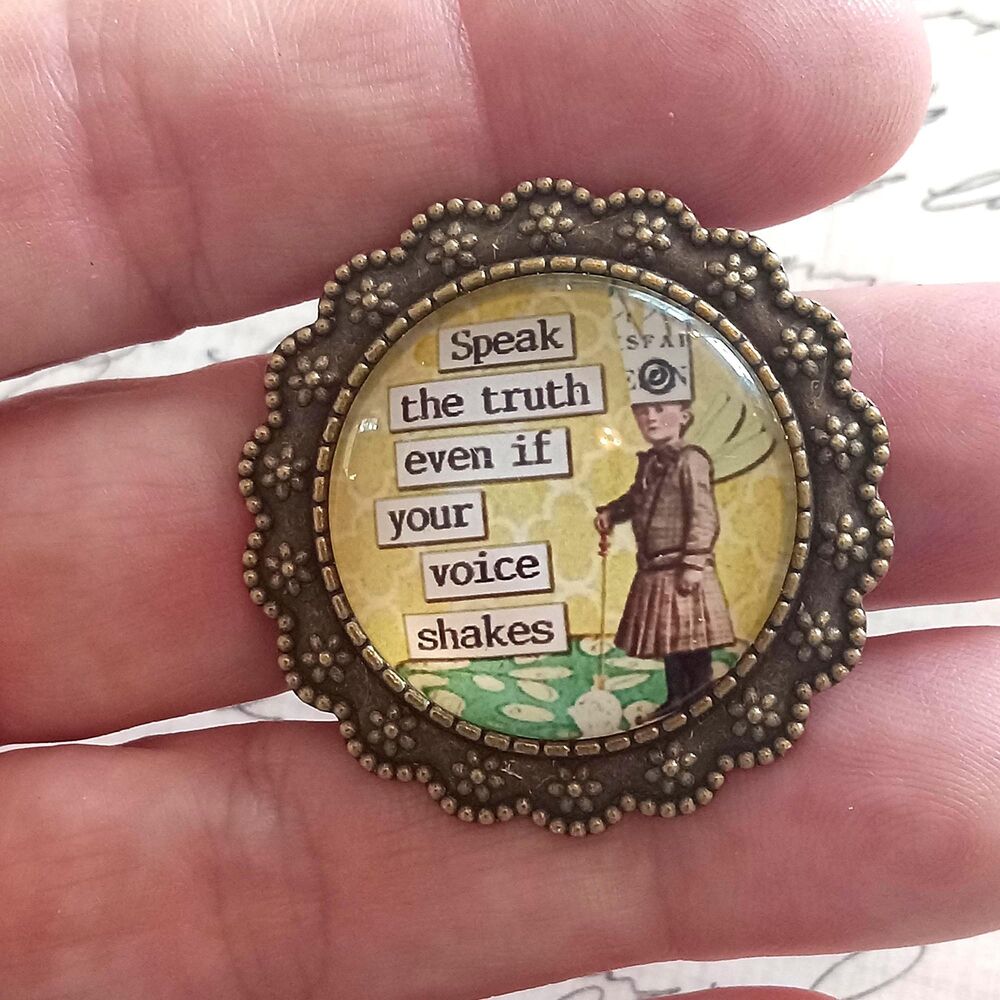 Inspirational Fairy Brooch: Speak the Truth - Antiqued Bronze